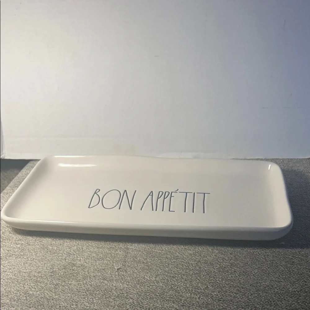 Bon Appétit Cream Ceramic Serving Tray 7 X 14 3/4 inch